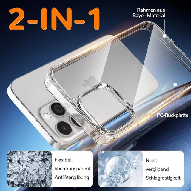 Detalle de Ultra-thin clear TPU case for iPhone 15 Pro Max – Shockproof, anti-yellowing Voyahülle Clear Case