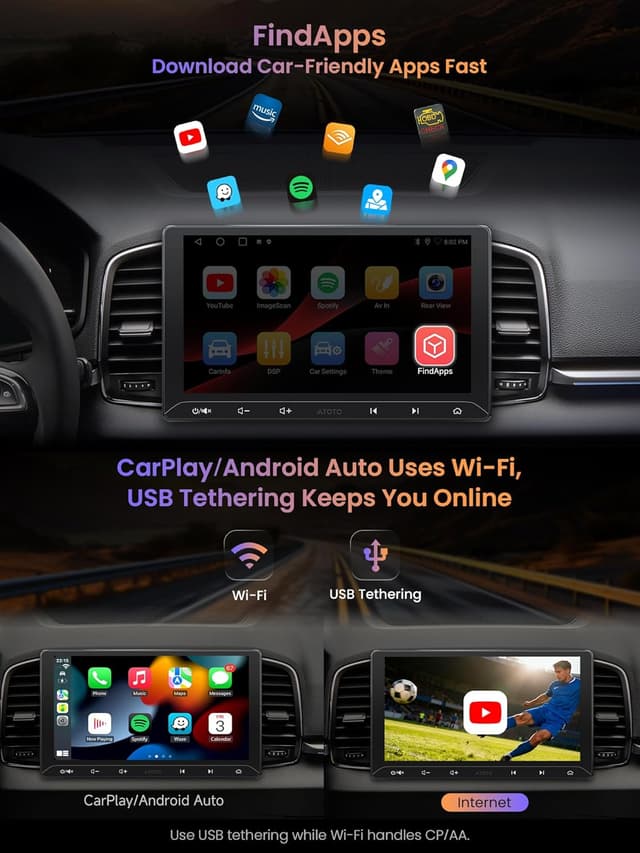 Detalle 2 de ATOTOEXCEL A5L 10,1 Android Doppel-DIN Autoradio