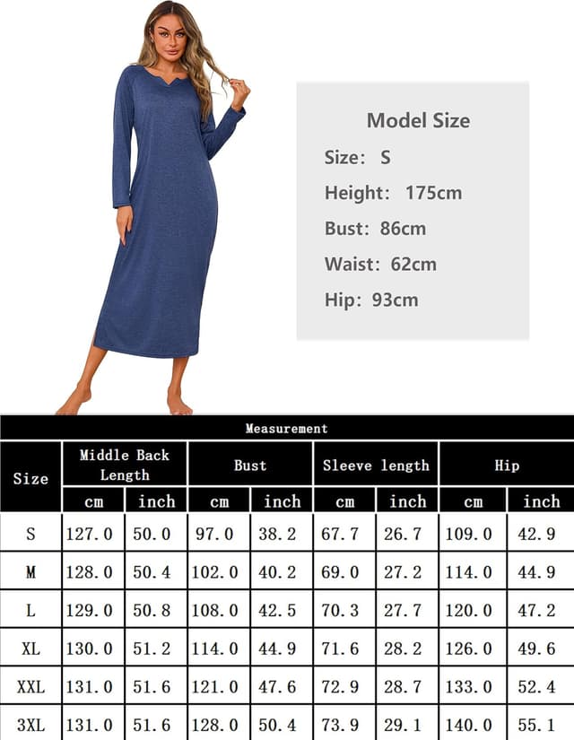 Thumbnail 5 de Jahetuul Camicia da Notte Donna Manica Lunga