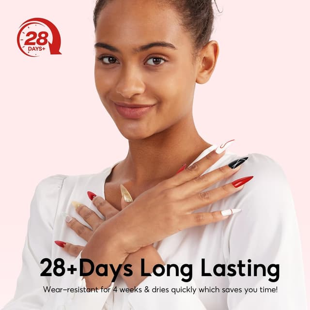 Detalle 2 de PEACECOLOR UV-Gel Nagellack Set mit 6 Farben (10 ml) – Weiß, Rot, Schwarz, Silber/Gold Flash