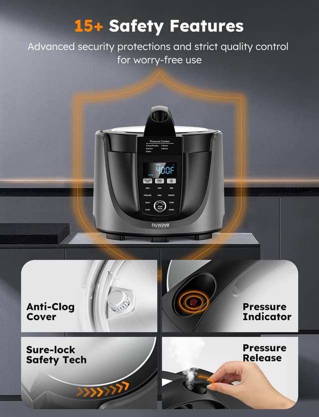 Thumbnail 6 de Nuwave Duet Air Fryer, Electric Pressure Cooker & Grill Combo (540 1 Multicooker, 3 Removable Lids, 18/10 SS Pot)