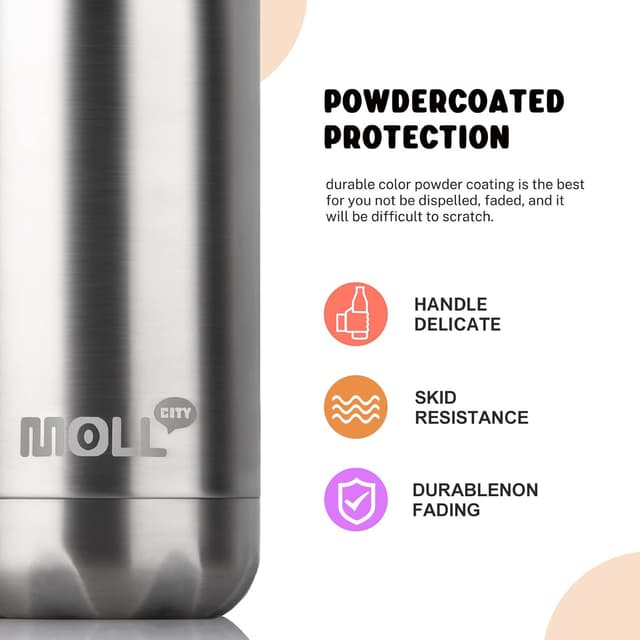 Detalle 2 de Mollcity 17 oz Double-Walled Stainless Steel Water Bottle (Leak-Proof, Insulated, Cola Shape)