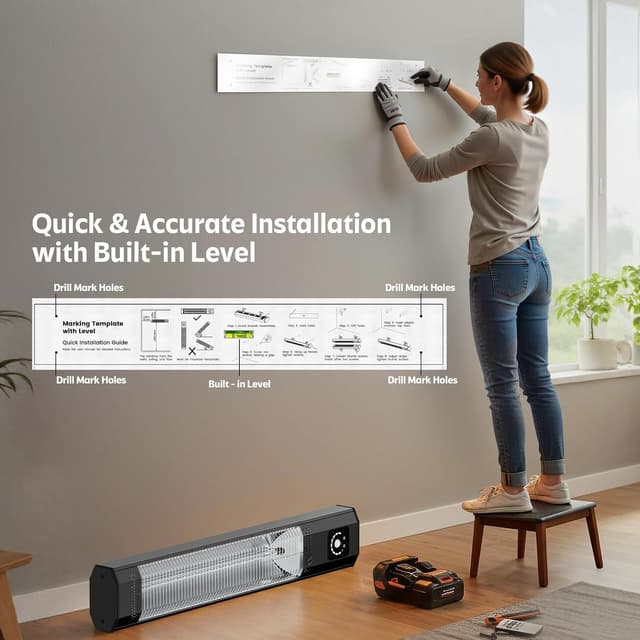 Thumbnail 6 de Wall-Mounted Electric Patio Heater 1500W