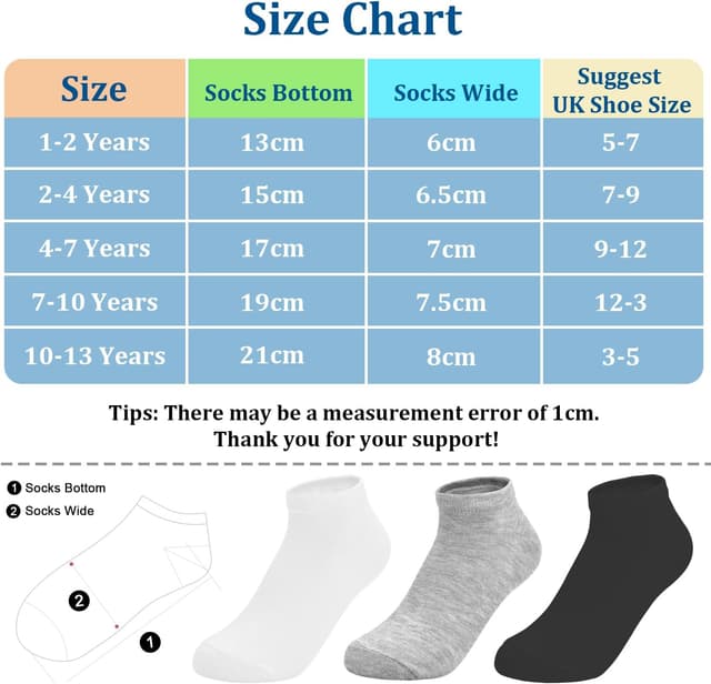 Thumbnail 6 de GENTABY Kids Trainer Socks 30 pairs