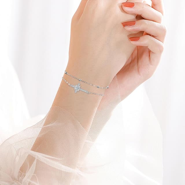 Detalle de Bracelet croix argent 925 réglable 16cm+4