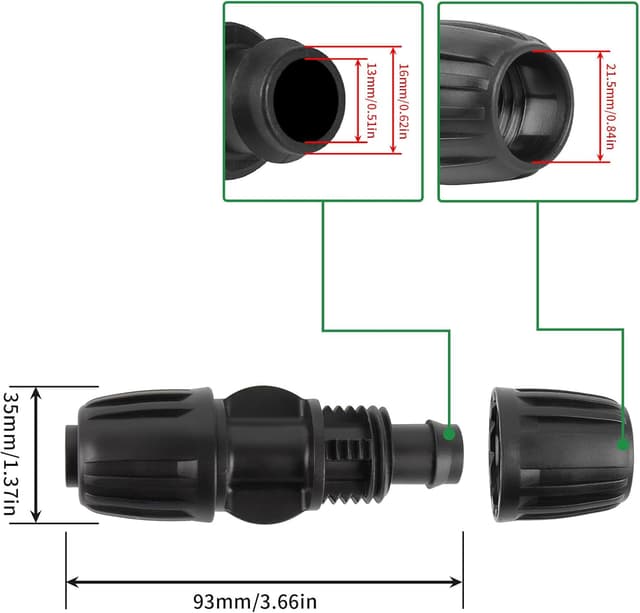 Detalle de Set da 10 raccordi diritto per irrigazione a goccia per tubo PE 16 mm