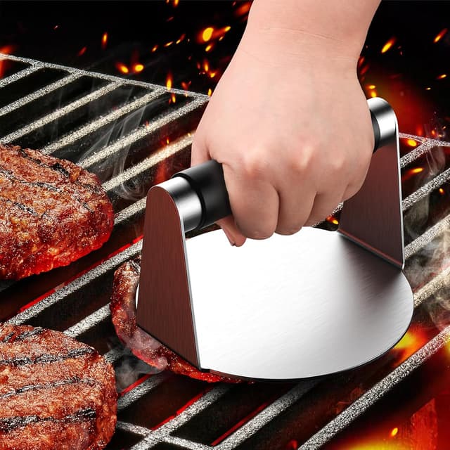 Detalle de Pisol Smash Burger Press (5.5" Stainless Steel Hamburger Smasher Tool) for Griddle & Bacon