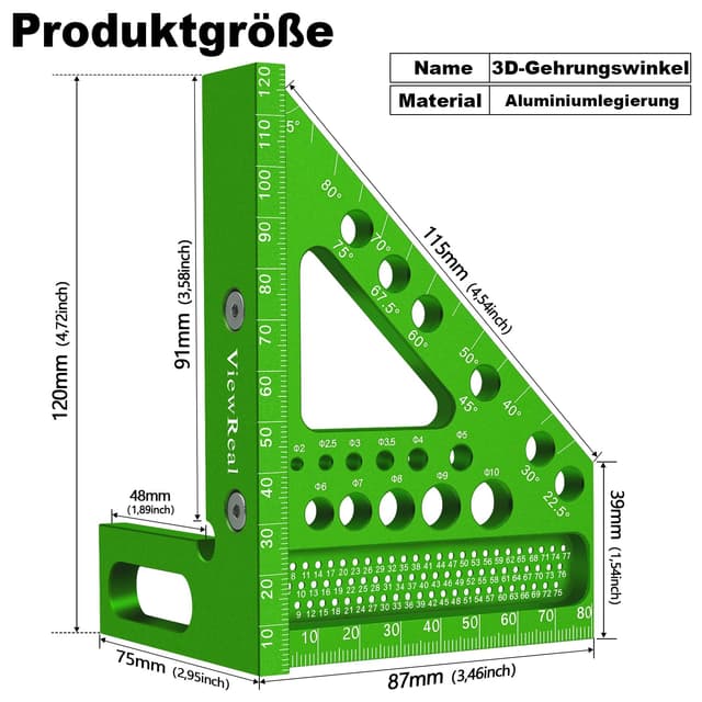 Detalle 2 de 3D-Gehrungswinkel 22,5–90° Multifunktional 🛠