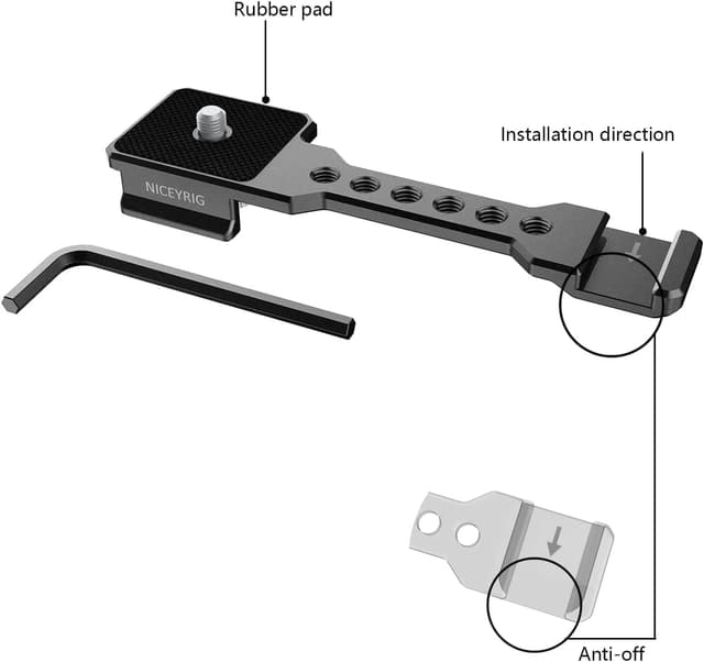 Detalle de NICEYRIG Arca Swiss Quick Release Clamp with Cold Shoe Extension Bar (aluminium alloy) – 433