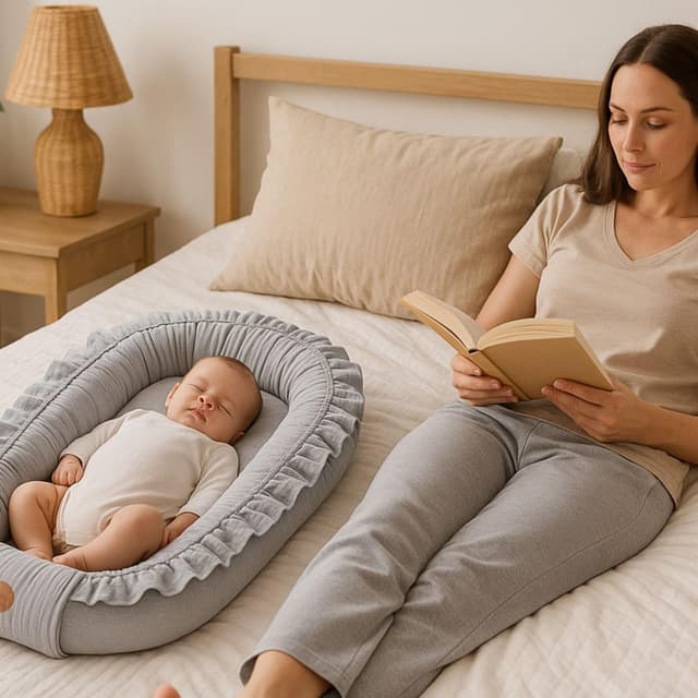 Detalle 2 de Mussola riduttore lettino neonato 90x50 cm baby nest trasportabile in mussola – Rosa cipria