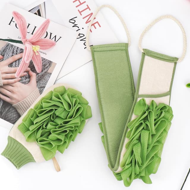 Thumbnail 6 de Homgaty Back Scrubber and Exfoliating Mitt Set – dual-sided loofah-style scrub strips and bath glove