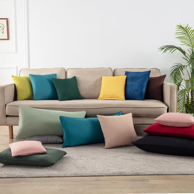 Detalle de Nesture Kissenbezug 50x50 im 2er-Set (Taupe) – Mikrofaser, Reißverschluss