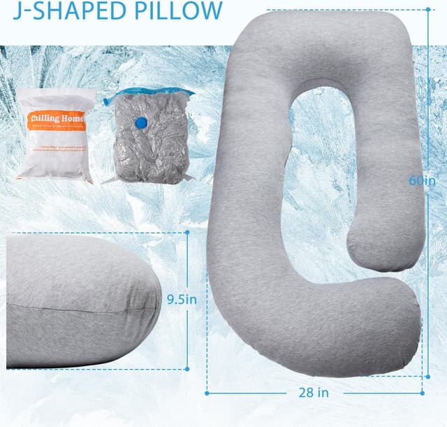 Thumbnail 6 de Chilling Home Schwangerschaftskissen „J-Form“ mit kühlendem Jersey-Bezug (Cooling Grau), großes Lagerungs- und Stillkissen