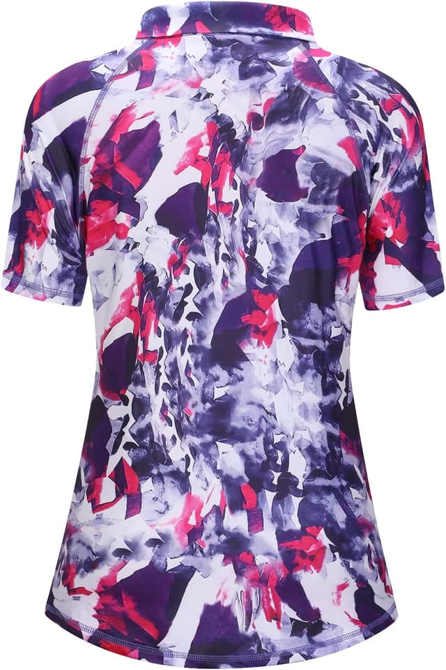 Detalle de Syphiby women’s 1/4 zip polo gym top (short sleeve, moisture wicking) for training and golf