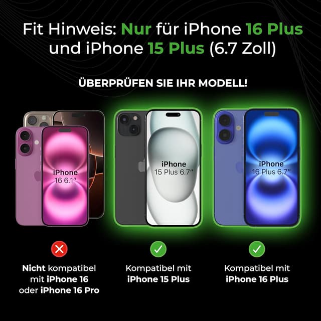 Detalle de Deppa 2er-Schutzfolie für iPhone 16 Plus/15 Plus (6,7") – zertifizierter Blaulichtfilter mit Schablone, stoßfest & blasenfrei