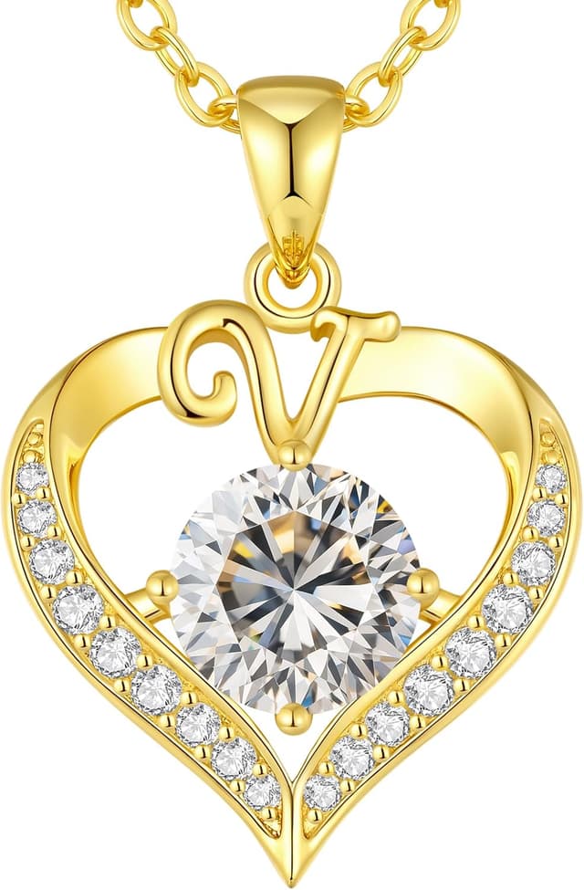 Thumbnail 6 de Collier alphabet LOUISA SECRET avec initiales en capitales et pendentif cœur d’amour plaqué or 18K