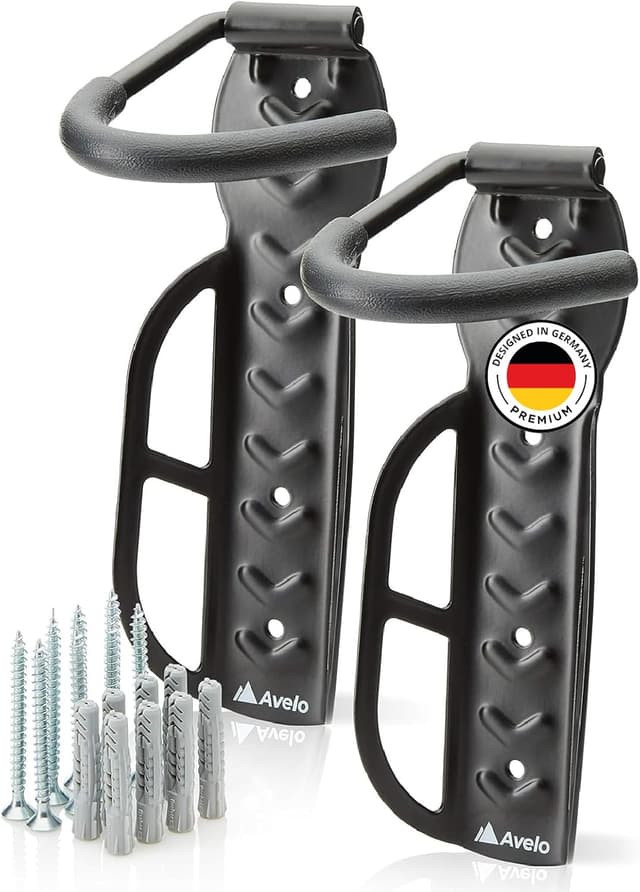 Detalle de Avelo Fahrrad-Wandhalterung 2er-Set mit fischer Zubehör – für alle Räder bis 25 kg, schwarz