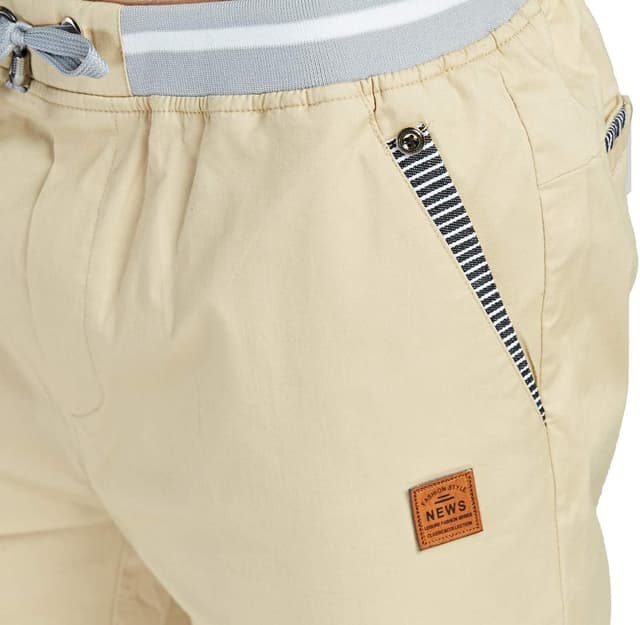 Detalle de Tansozer Men’s Classic Fit Drawstring Summer Beach Shorts (Cotton/Linen Blend with Pockets)