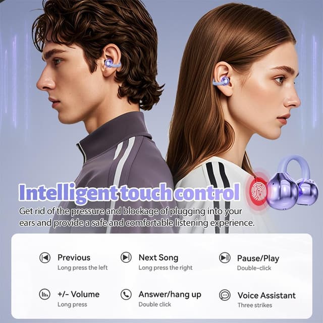 Thumbnail 6 de Ucani Wireless Open Clip-On Earphones (Bright purple) with ENC & Bluetooth 5.4