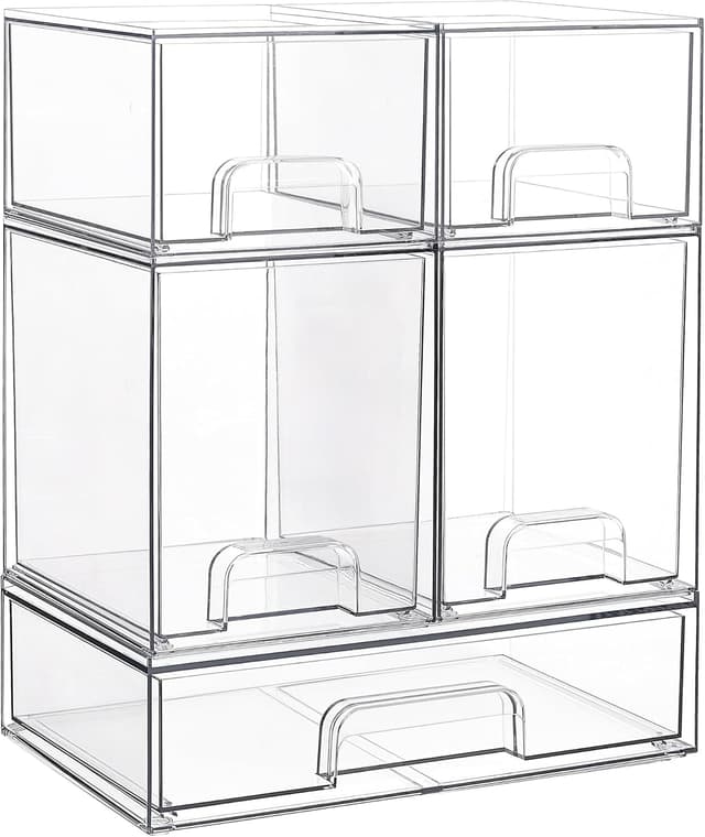 Detalle de Vtopmart Stackable Storage Drawers 5 Clear Bins