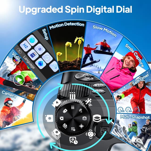 Detalle 2 de Focusinc 4K 56MP Digital Camera with 3" 180° Flip Screen, Autofocus & 16x Zoom for Vlogging