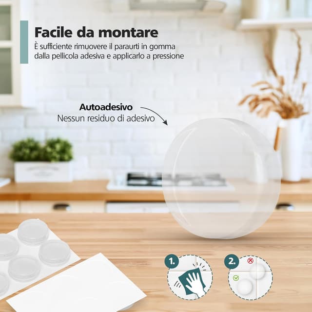 Detalle de Virea set di paracolpi autoadesivi trasparenti per porte e superfici in gomma, 21 x 6 mm (12 pezzi)