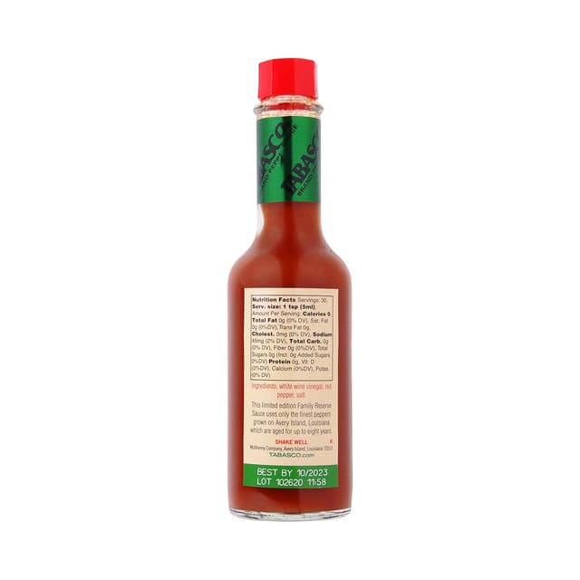 Detalle 2 de TABASCO Family Reserve Sauce (150 ml) – scharfe Chili-Sauce mit 8 Jahren Reife
