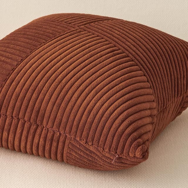 Thumbnail 6 de Topfinel Kissenbezug 50x50 Herbst Karamell Orange/Rost im 2er-Set – Kordsamt mit Streifenmuster