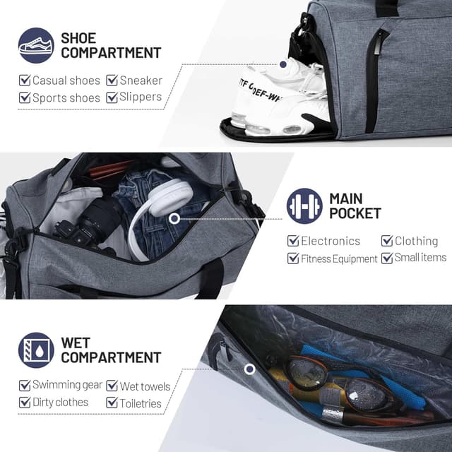 Detalle 2 de BECOJADDE 35L gym duffel with shoe compartment