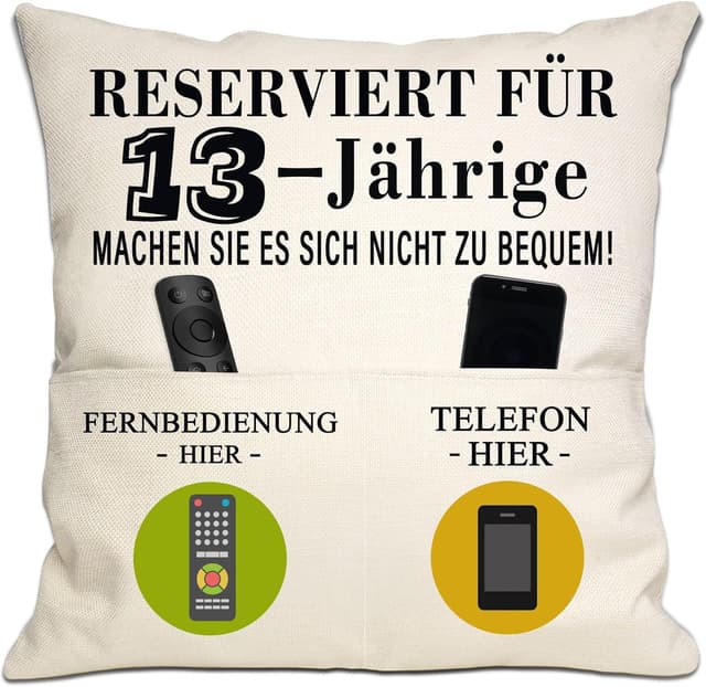 Detalle de Happy 13th Birthday Kissenbezug für Mädchen & Jungen – Dekoration zum 13. Geburtstag