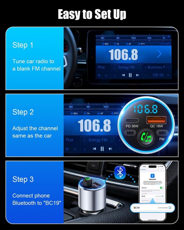 Thumbnail 6 de EOIWUY Upgraded Bluetooth Car Adapter 5.3 with PD36W