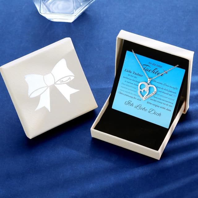 Thumbnail 6 de Jbniuay Tochter-Halskette mit S925 Doppelherz-Anhänger und Gravur „Ich liebe dich“