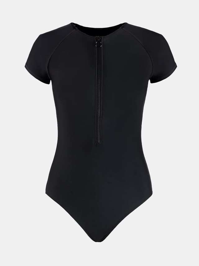 Detalle de CUPSHE Costume intero donna con collo alto e zip frontale, maniche corte