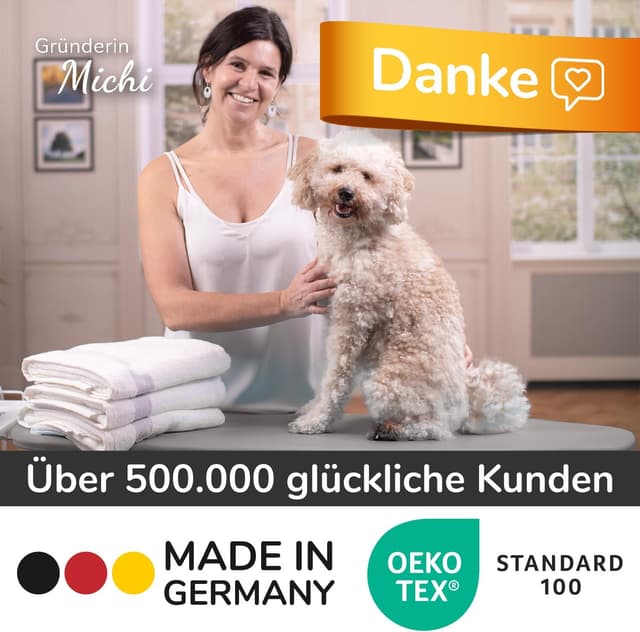 Detalle de smart&gentle Super Soft Bügeldecke für Tisch – hitzebeständige Bügelunterlage, rutschfest (100 x 65 cm), Made in Germany