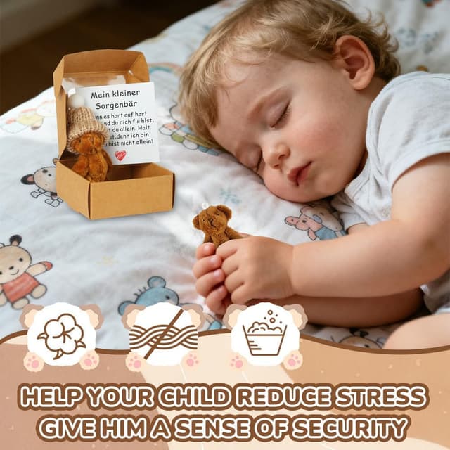 Detalle de Vicloon Orsetto in Scatola, piccolo orsetto tascabile in peluche con biglietto motivazionale (Coffee)