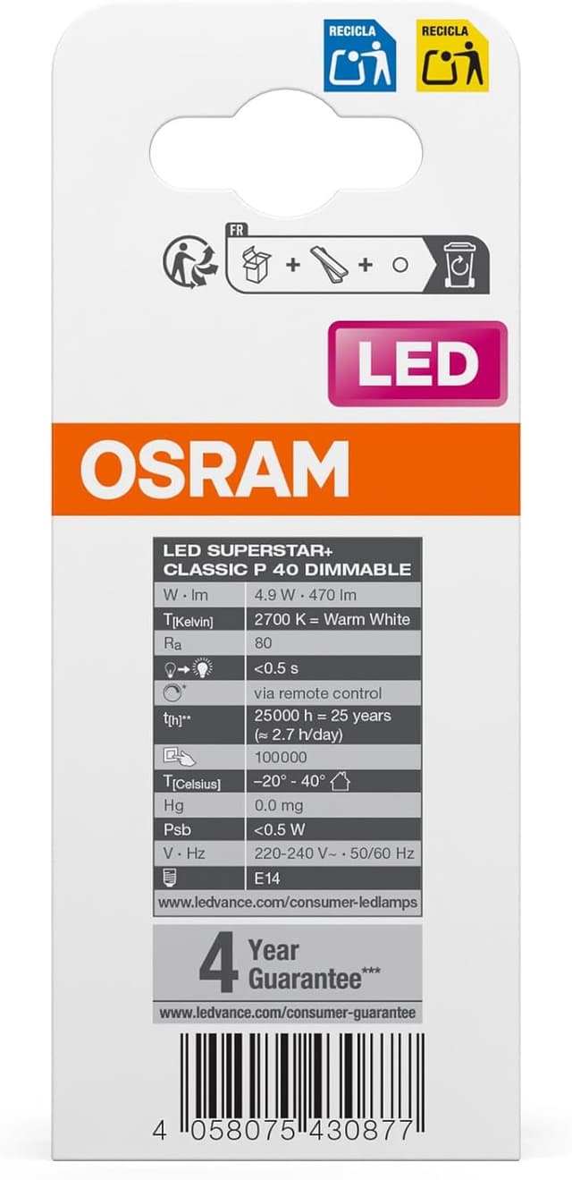 Thumbnail 6 de OSRAM LED RELAX & ACTIVE CLASSIC P E14 💡 4W, Blanco FrÃo