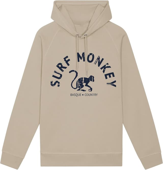 Detalle 1 de Surf Monkey Hoodie écologique à capuche en coton biologique GOTS (85% coton bio, 15% polyester recyclé)