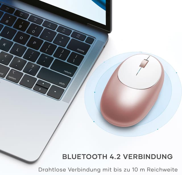 Detalle de SATECHI M1 kabellose Bluetooth-Computermaus (USB‑C wiederaufladbar) in Roségold