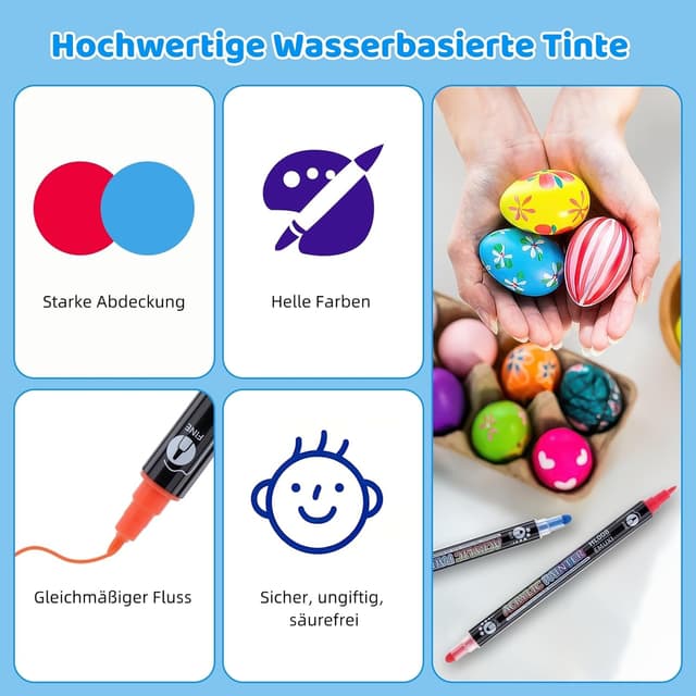 Detalle 2 de TEVILIK 36 Acrylstifte für Steine – wasserfeste Doppelspitze (1–5 mm)