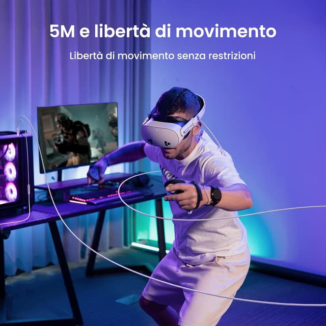 Thumbnail 6 de KIWI design Cavo Link con ricarica 5 m, USB 3.0 a USB-C fino a 5 Gbps per Meta Quest 3/3s/2 e Pico 4