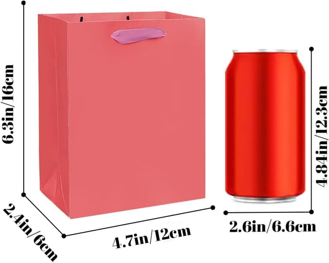 Detalle 2 de Gcardist 10 Mini-Geschenktüten in Lachsfarbe aus Seidenpapier mit Tragegriffen – 12 x 16 x 6 cm