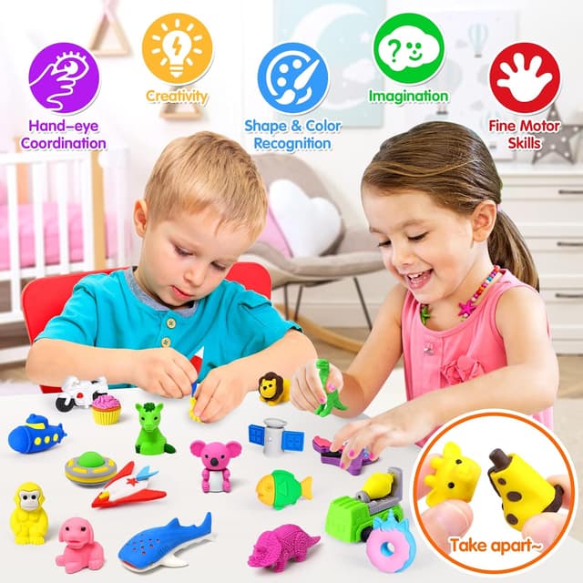 Thumbnail 4 de 70 Pack Animal Erasers for Kids ✏