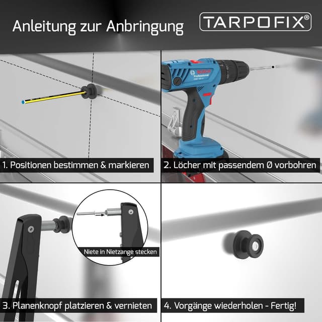 Thumbnail 5 de Tarpofix Planenhaken rund inkl Anhängernieten 20 Stück