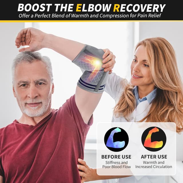 Detalle de CAMBIVO Elbow Support for Men & Women (2 Pack) with Gel Pad and Dual Stabilisers