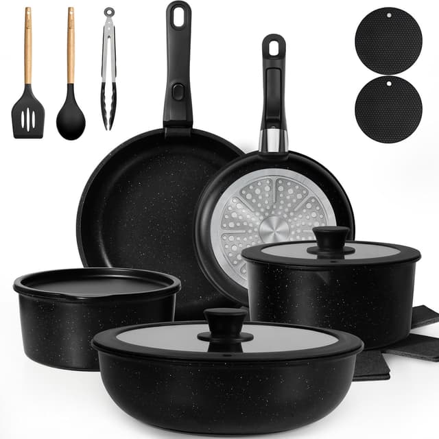 Detalle de KIKCOIN 20-Piece Nonstick Cookware Set