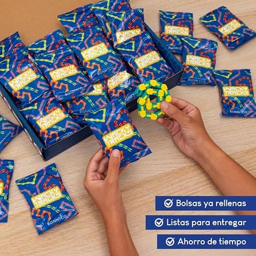 Detalle 2 de BONNYCO Wacky Tracks Pack 40: juguetes sensoriales antiestrés de bolsillo para niños de 3 a 12 años