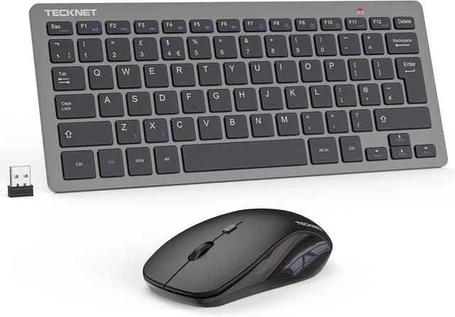 Thumbnail 6 de TECKNET Mini Wireless Keyboard and Mouse Set (2.4G) with Nano USB Receiver and Silent Mouse, Silver