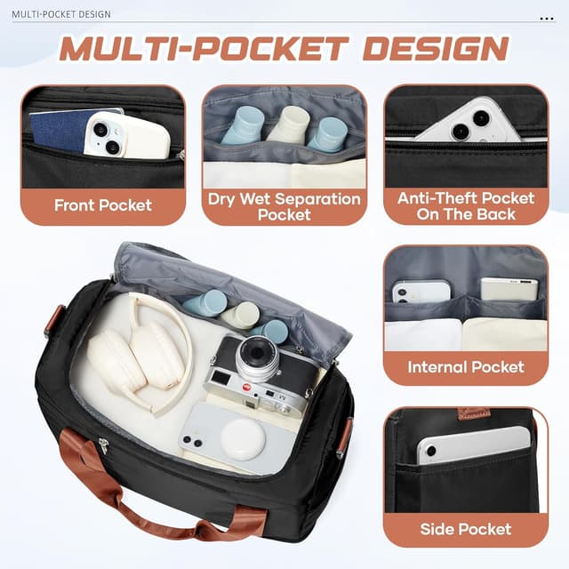 Detalle 2 de for Ryanair Airlines Underseat Cabin Bag 40x30x20 Weekender Holdall with Wet Pocket & Shoe Compartment