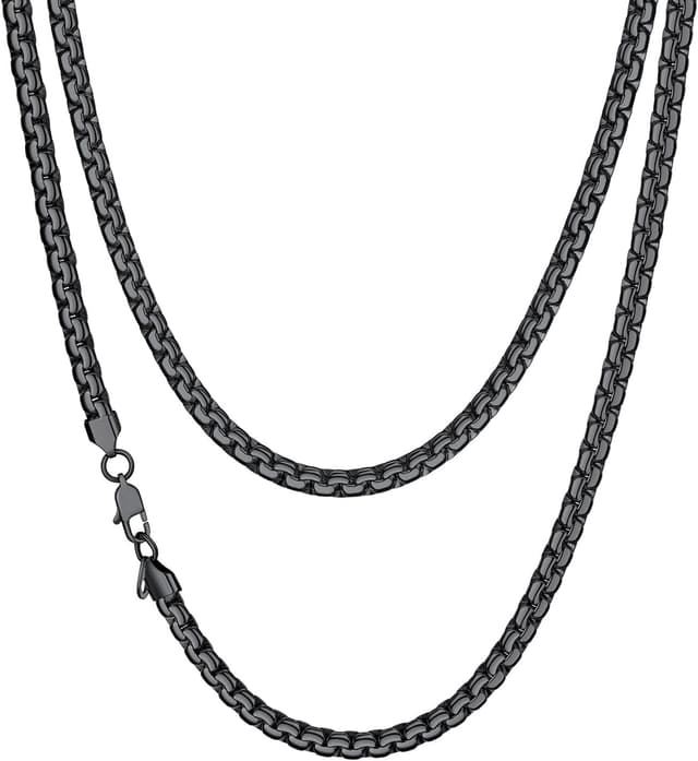 Detalle de Richsteel Edelstahl-Kette Herren & Damen Venezianisch 2/4/6 mm Silber/Schwarz/Vergoldet – Längen von 35 bis 76 cm