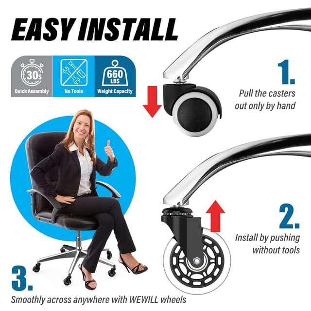 Thumbnail 5 de WEWILL Bürostuhl Rollen 300 kg ⚙